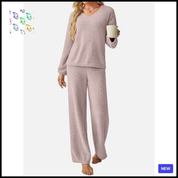 Oversized Sweater Set Fuzzy Fleece Loungewear Matching Lounge Set Chic - Picture 6 of 8